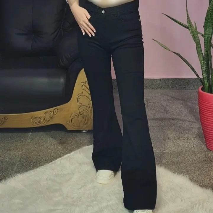 شلوار کتان دمپا گشاد زنانه رنگ مشکی