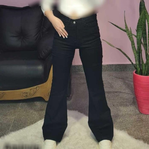 شلوار کتان دمپا گشاد زنانه رنگ مشکی