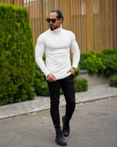 باقت یقه اسکی مردانه سفید