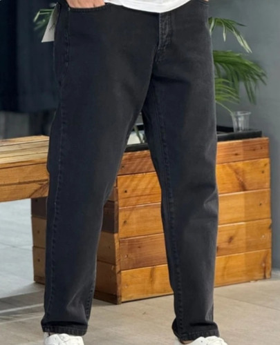 شلوار لی مام استایل زغالی مردانه بدون زاپ