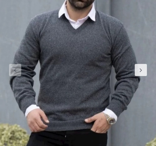 بافت مردانه یقه هفت رنگ زغال سنگی