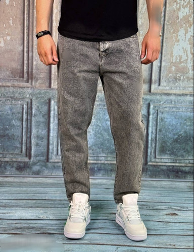 شلوار لی مام استایل مردانه بدون زاپ رنگ طوسی