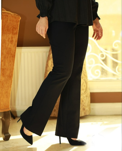 شلوار زنانه دمپا گشاد جنس گاواردین ترک رنگ مشکی