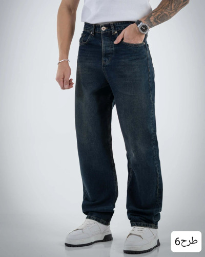 شلوار لی نیم بگ مردانه رنگ سورمهای