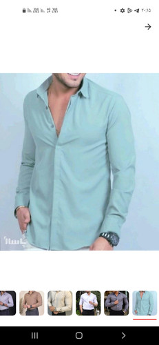 پیراهن مردانه دکمه مخفی جنس دوشین رنگ پسته ای