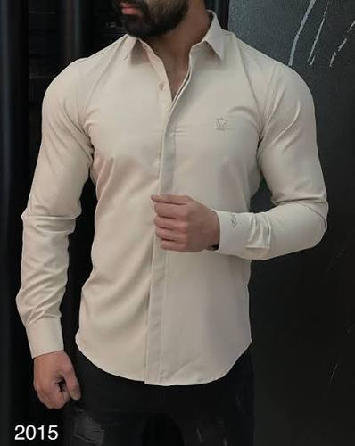 پیراهن مردانه دکمه مخفی جنس دوشین رنگ نباتی