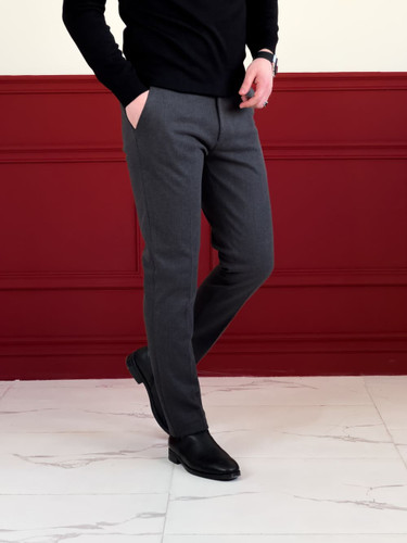 شلوار پارچهای مردانه جنس جگوار کش رنگ زغالی