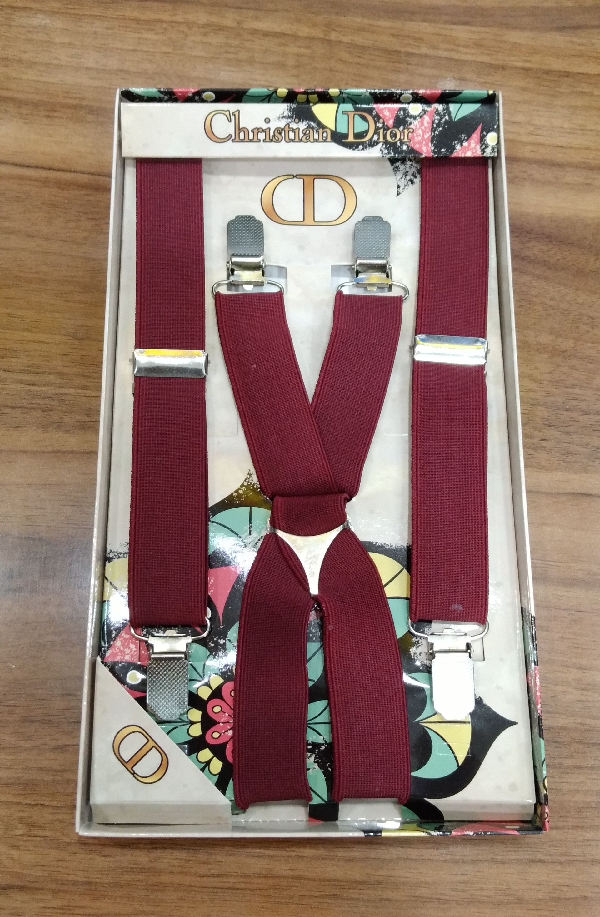 ساسبند مردانه ۴ گیره رنگ زرشکی